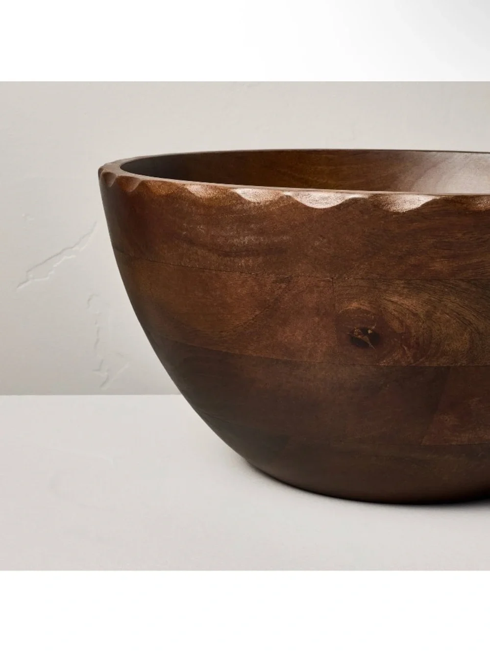 Hearth & Hand Large Carved Edge Wood Bowl Dark